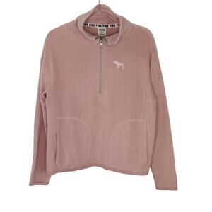 Y2k PINK Victoria's Secret Dusty Rose Half Zip Fleece Pullover Small